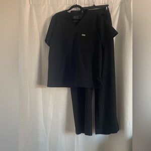 Figs classy black set High Waisted Isabel Wide Leg &  Catarina One Pocket Top